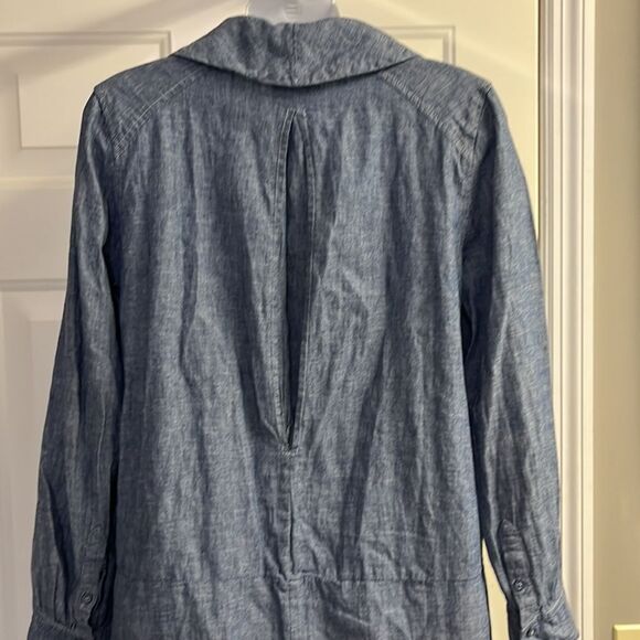Free People Linen V-Neck Collar Long Sleeve Mini Dress w/ Pockets- Size XS - Picture 12 of 16
